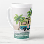 Coastal Camping Retro Trailer Personalized カフェラテマグ (左アングル)