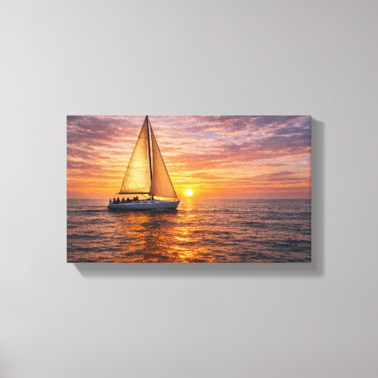 Coastal Canvas Wall Art Set Sunset Ocean Decor Nau キャンバスプリント (正面)