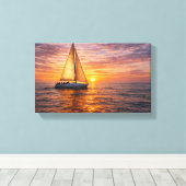 Coastal Canvas Wall Art Set Sunset Ocean Decor Nau キャンバスプリント (インサイチュ (ウッドフロア))