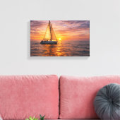 Coastal Canvas Wall Art Set Sunset Ocean Decor Nau キャンバスプリント (インサイチュ (リビング))