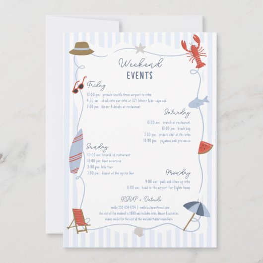 Coastal Cape Cod Bachelorette Itinerary Invite  招待状 (裏面)