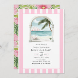 Coastal Chic Beach Club Birthday Party 招待状