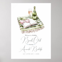 Coastal Chic Beach Club Birthday Welcome Sign ポスター