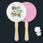 Coastal Chic Beach Club Tropical Floral Itinerary ハンドファン<br><div class="desc">Keep guests cool in style with this Coastal Chic Beach Club Favor Fan, featuring soft pink hibiscus flowers, lush palm leaves, and elegant typography. The reverse side includes a customizable itinerary — perfect for beach weddings, destination weekends, or tropical celebrations. Designed to combine function and beauty, this double-sided fan is...</div>