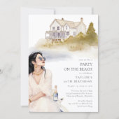 Coastal Chic Birthday Beach Party Invitation 招待状 (正面)