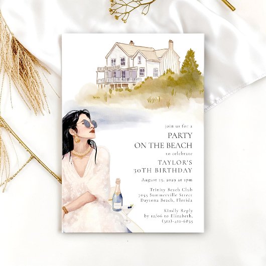 Coastal Chic Birthday Beach Party Invitation 招待状