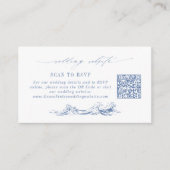 Coastal Chic Blue Wedding Website QR Code エンクロージャーカード (正面)