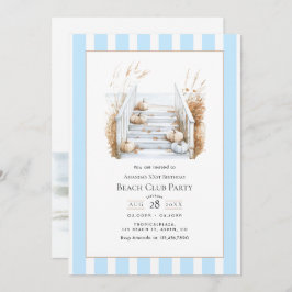 Coastal Chic Fall Beach Club Birthday Party 招待状