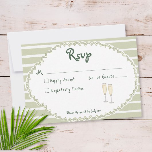 Coastal Chic Sun Palm Tree Wedding 出欠カード