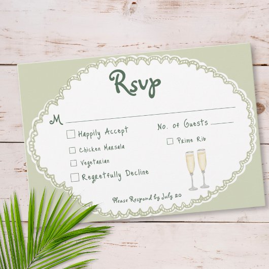 Coastal Chic Sun Palm Tree Wedding 出欠カード