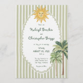 Coastal Chic Sun Palm Tree Wedding 招待状 (正面)