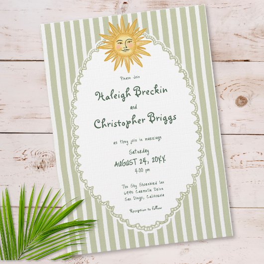 Coastal Chic Sun Palm Tree Wedding 招待状