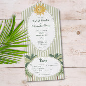 Coastal Chic Sun Palm Tree Wedding Dinner オールインワン招待状