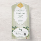 Coastal Chic Sun Palm Tree Wedding QR Code オールインワン招待状 (内側)