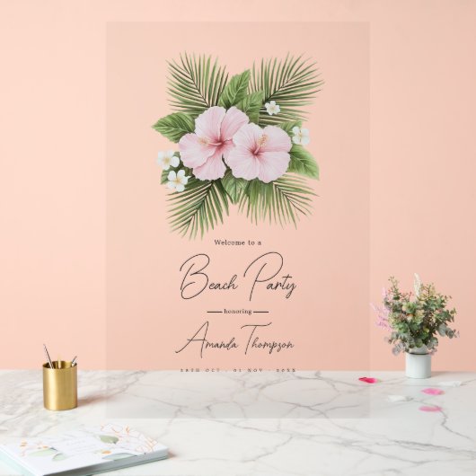Coastal Chic Transparent Beach Party Welcome アクリルサイン (ウェディング)