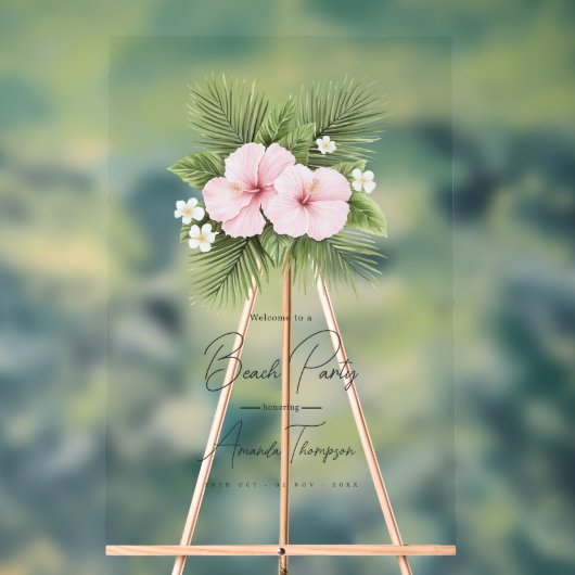 Coastal Chic Transparent Beach Party Welcome アクリルサイン (ニュートラル)