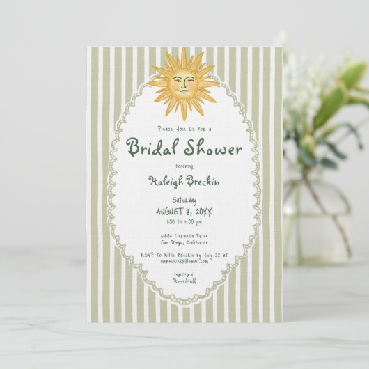 Coastal Chic Whimsical Sun Palm Bridal Shower 招待状 (スタンド正面)