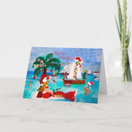 Coastal Christmas harbor parade Holiday cards. シーズンカード