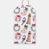 Coastal Christmas Monogram Bow Nautical ギフトタグ (裏面)