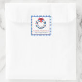 Coastal Christmas Nautical Life Preserver Wreath スクエアシール (バッグ)