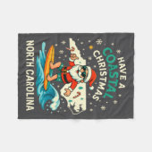 Coastal Christmas Nc Shirt Santa Surfing Funny Wav フリースブランケット (正面(横))