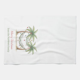 Coastal Christmas Palm Trees With Hammock キッチンタオル