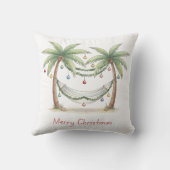 Coastal Christmas Palm Trees With Hammock クッション (裏面)