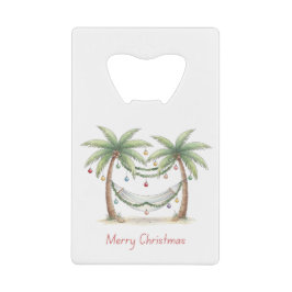 Coastal Christmas Palm Trees With Hammock クレジットカード栓抜き