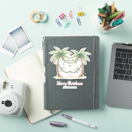 Coastal Christmas Palm Trees With Hammock シール (iPadカバー)