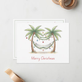 Coastal Christmas Palm Trees With Hammock ノートカード