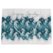 Coastal Christmas Seahorse & Snowflakes #13 ID1009 ラージペーパーバッグ (正面)
