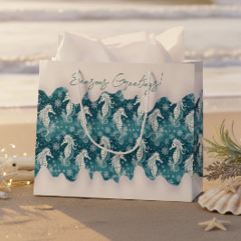 Coastal Christmas Seahorse & Snowflakes #13 ID1009 ラージペーパーバッグ