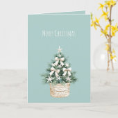 Coastal Christmas Tree Bows Blue Beach Ocean   カード (黄色い花)