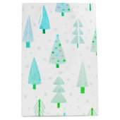 Coastal Christmas Trees Turquoise Abstract Pattern ミディアムペーパーバッグ (正面)