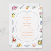 Coastal Citrus Floral Elegant 招待状 (正面)