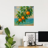 Coastal Citrus - Pastel Painting Style Orange Tree ポスター (ホームオフィス)