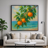 Coastal Citrus - Pastel Painting Style Orange Tree ポスター