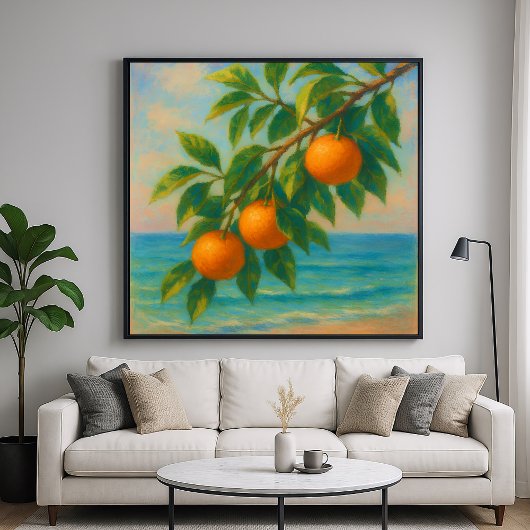 Coastal Citrus - Pastel Painting Style Orange Tree ポスター