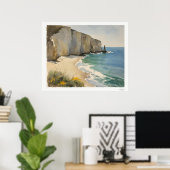 Coastal Cliffs and Sandy Beach Poster ポスター (ホームオフィス)