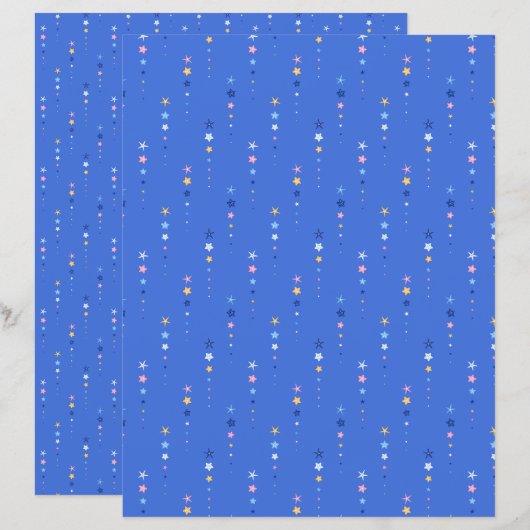 Coastal Cobalt Blue Starfish Scrapbook Paper (正面/裏面)