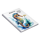 Coastal Colorful Watercolor Seahorse ノートブック (右側)