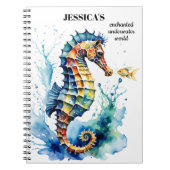 Coastal Colorful Watercolor Seahorse ノートブック (正面)