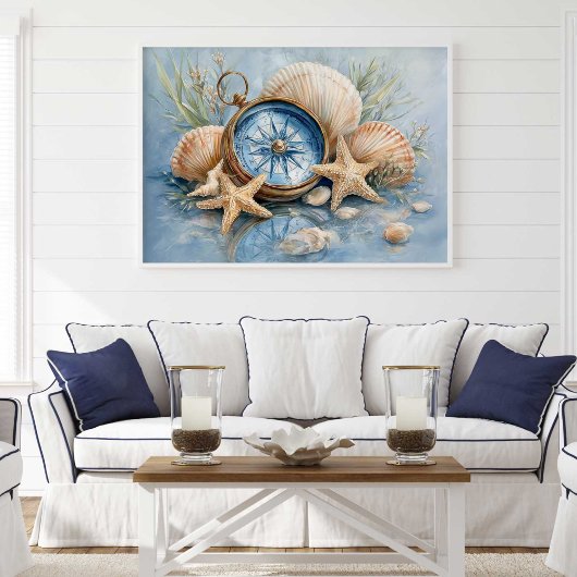 Coastal Compass Starfish Print | Wall Poster ポスター