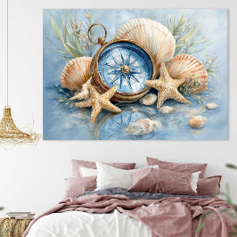 Coastal Compass Starfish Print | Wall Poster ポスター