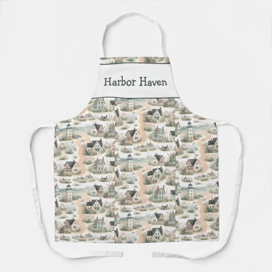Coastal Cottage Lighthouse Pattern エプロン (正面)