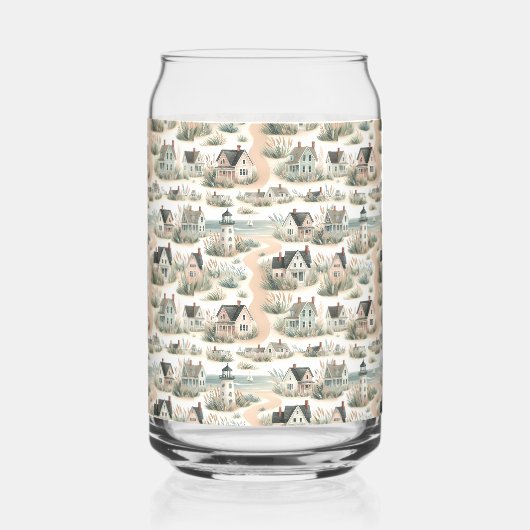 Coastal Cottage Lighthouse Pattern ガラス缶 (裏面)