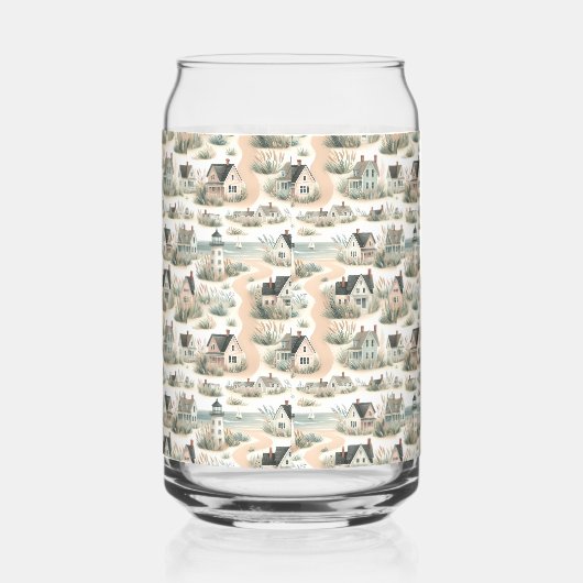 Coastal Cottage Lighthouse Pattern ガラス缶 (右)