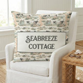 Coastal Cottage Lighthouse Pattern クッション
