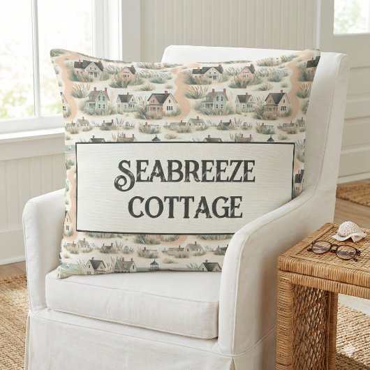 Coastal Cottage Lighthouse Pattern クッション