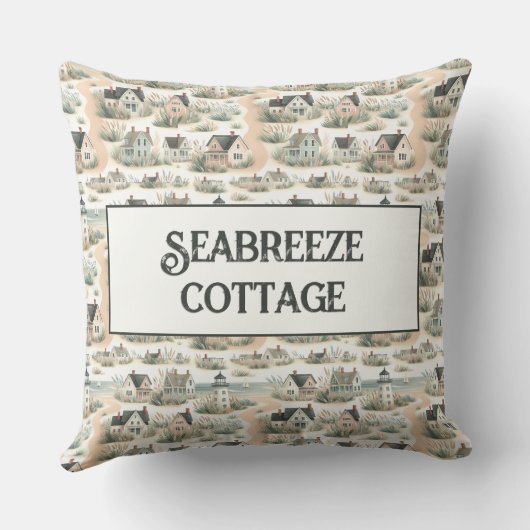 Coastal Cottage Lighthouse Pattern クッション (裏面)